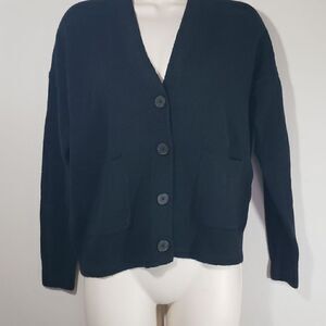 Madewell Womens Button Front Oversized Cardigan Sweater V Neck Knitted Black XXS